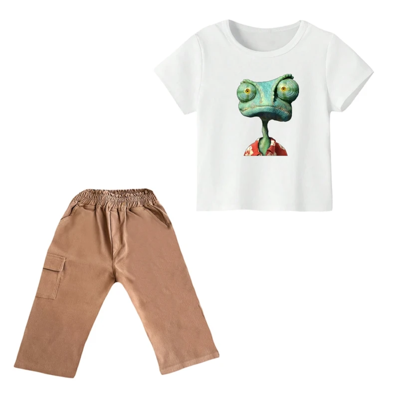 ست تی شرت و شلوارک پسرانه مدل رنگو  رنگ سفید