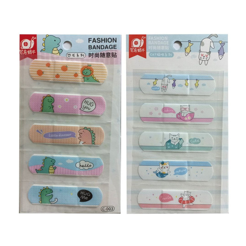 چسب زخم مدل  فانتزی طرح دایناسور و گربه مجموعه 10 عددی