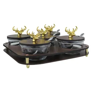 بستنی خوری 5 پارچه طرح گوزن کد 1588 به همراه استند