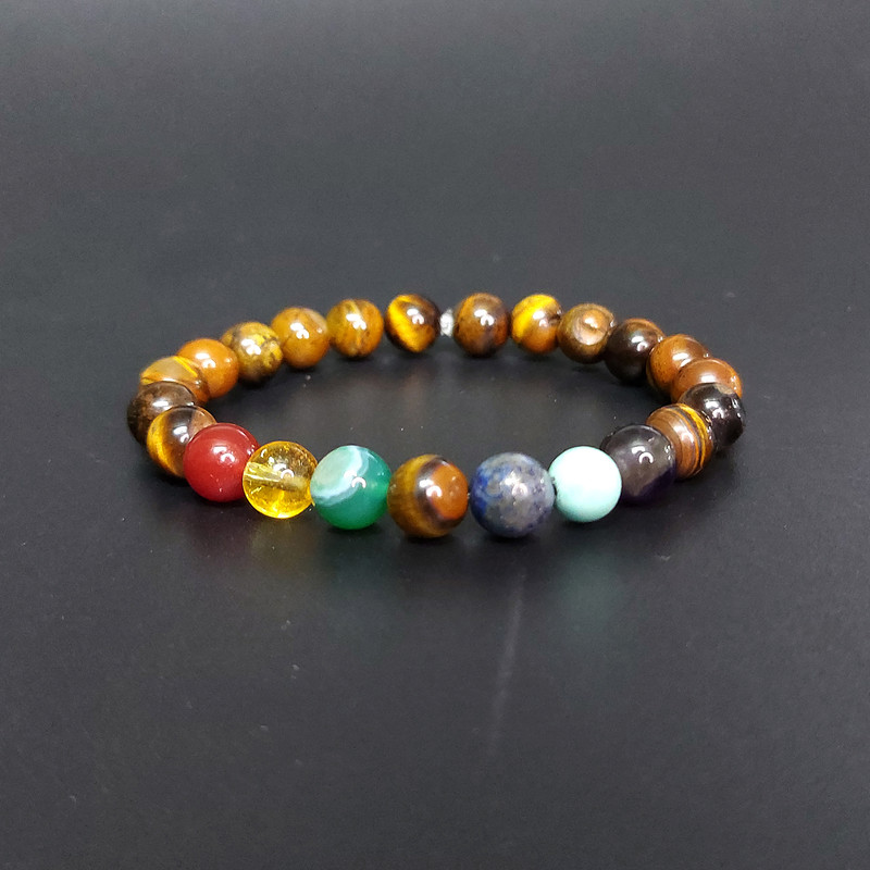 دستبند ناماسته  مدل هفت چاکرا و چشم ببر53