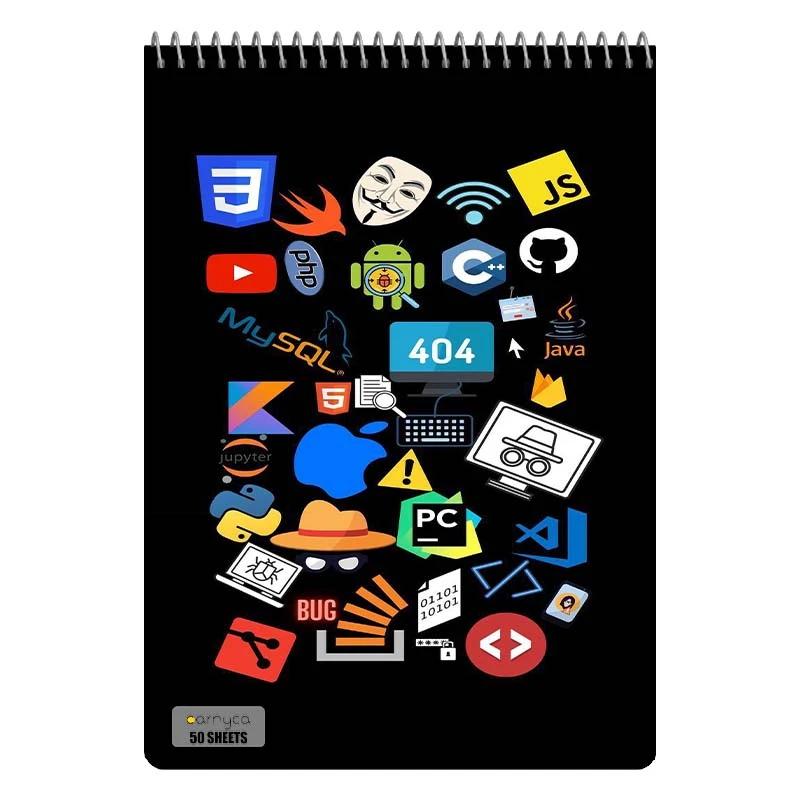 دفتر نقاشی 50 برگ سیمی کارنیکا طرح برنامه نویسی Programming کد 38039