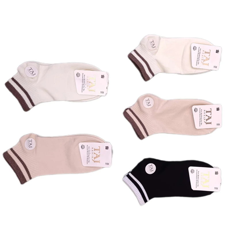 جوراب ساق کوتاه زنانه تاج نصیر مدل دو خط بسته 5 عددی