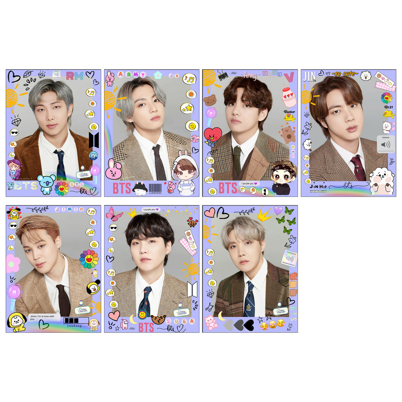 آویز تزیینی مدل فوتوکارت فانتزی bts مجموعه 7 عددی