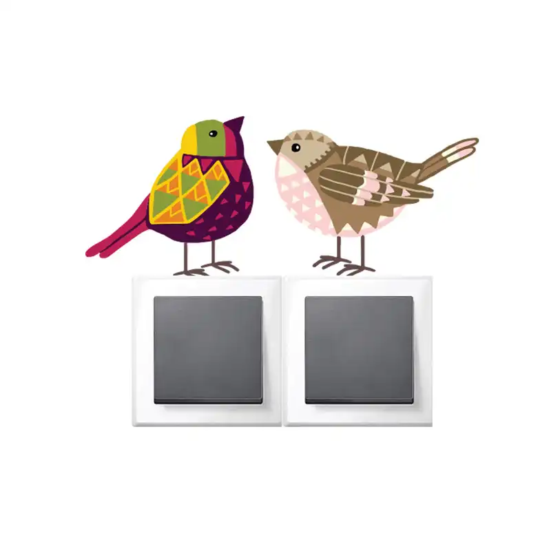 استیکر کلید و پریز مدل پرنده های رنگی رنگی BCF مجموعه 4 عددی