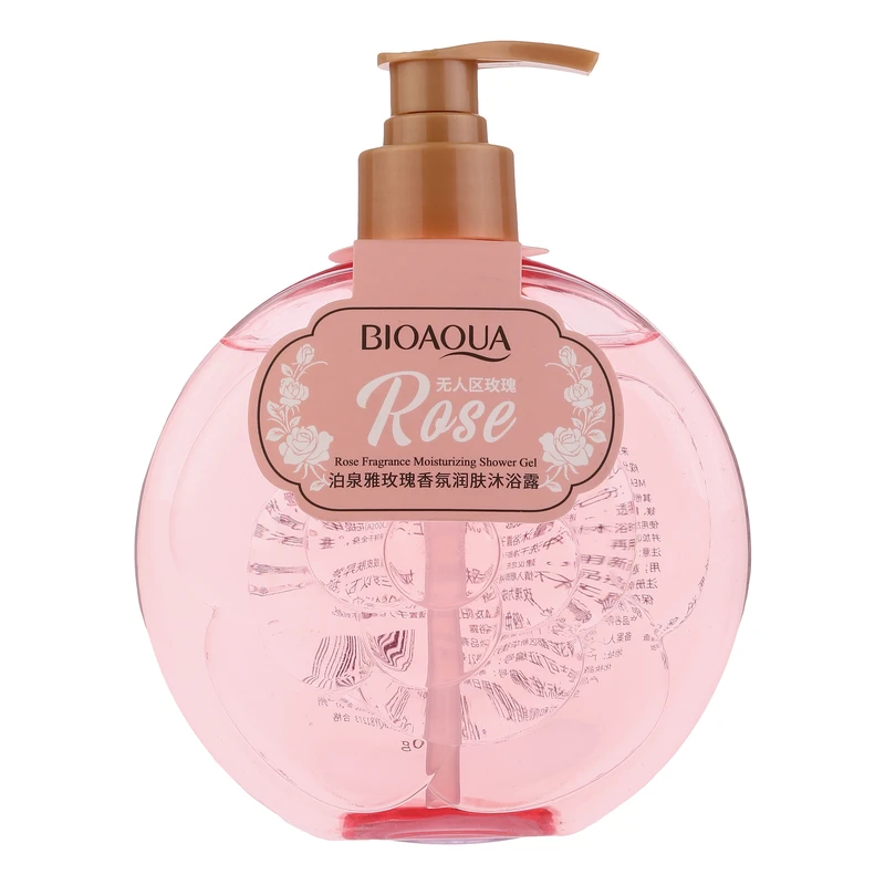 شامپو بدن بی آکوا مدل رطوبت رسان با رایحه گل رز مناسب برای انواع پوست وزن 500 گرم