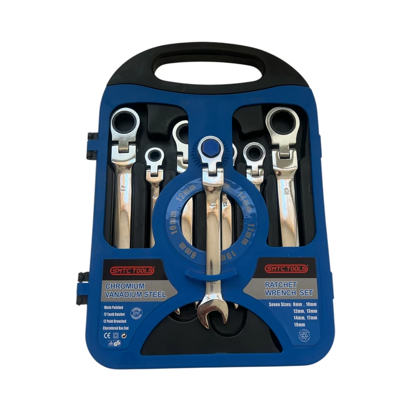 آچار يک سر تخت و يک سر رينگی جغجغه اي اس ام تي سي تولز مدل WR-7 مجموعه 7 عددی