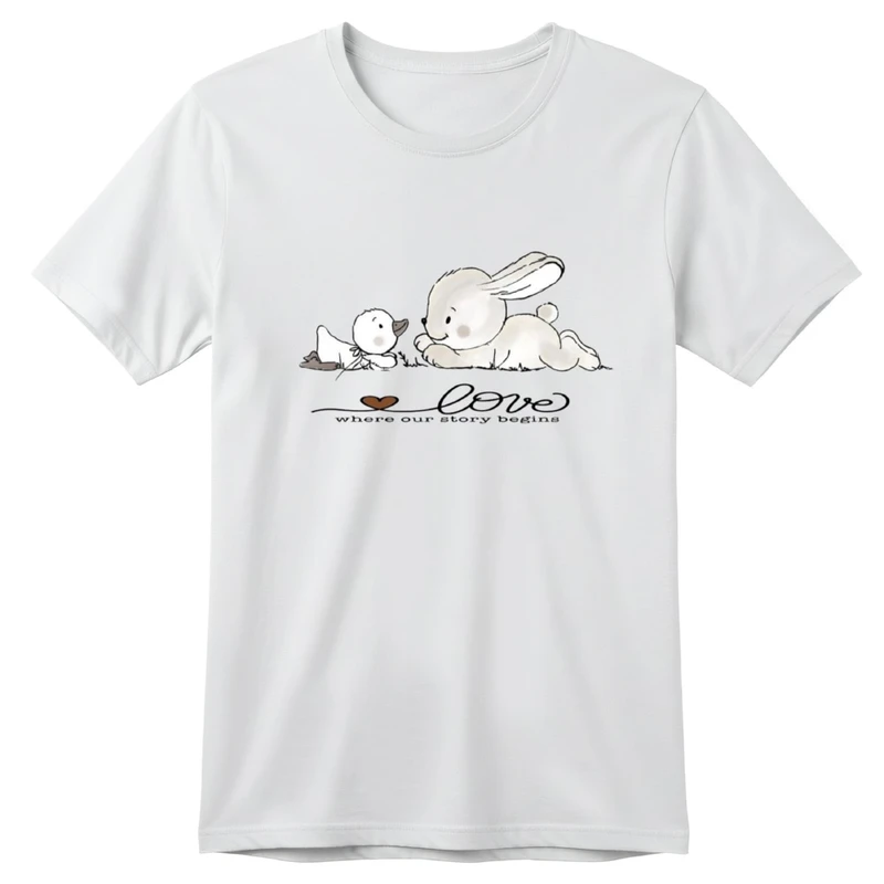 تی‌شرت آستین کوتاه یقه گرد بچگانه مدل خرگوش و اردک کد v18