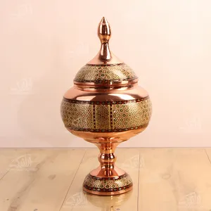 شکلات خوری پایه دار‏ مس و خاتم‏  ‏‏رنگ ‏مسی‏ طرح ‏ستاره‏ مدل 1001200028