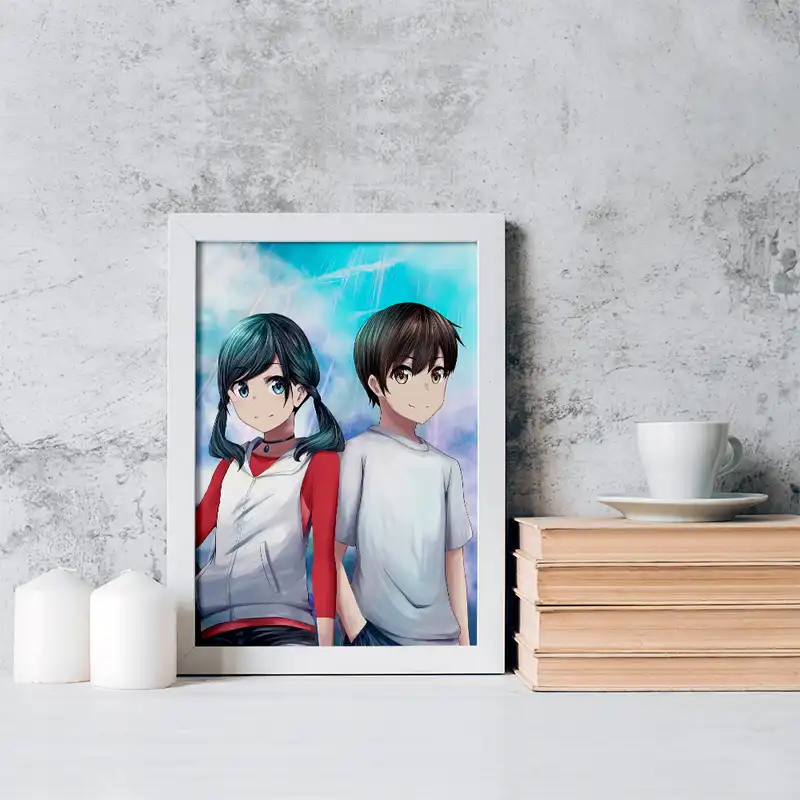 تابلو خندالو مدل هداکا و هینا انیمه تغییر آب و هوا با تو کد 17597