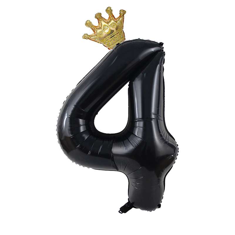 بادکنک فویلی لاکی بالونز مدل عدد 4 طرح تاجدار