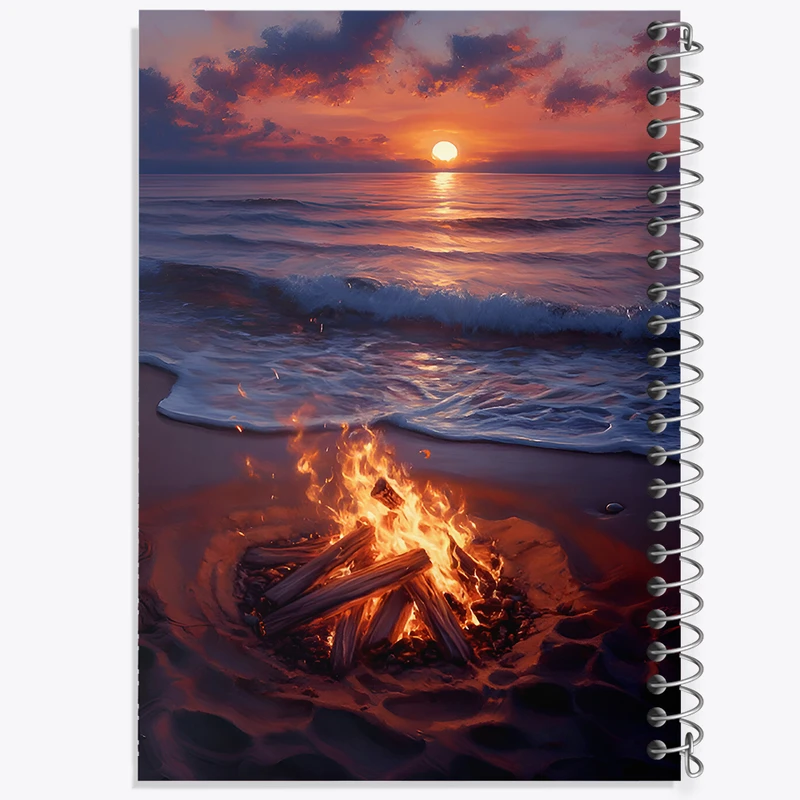 دفتر ژورنال نویسی 50 برگ خندالو مدل نقطه ای طرح آتش و دریا کد F6513