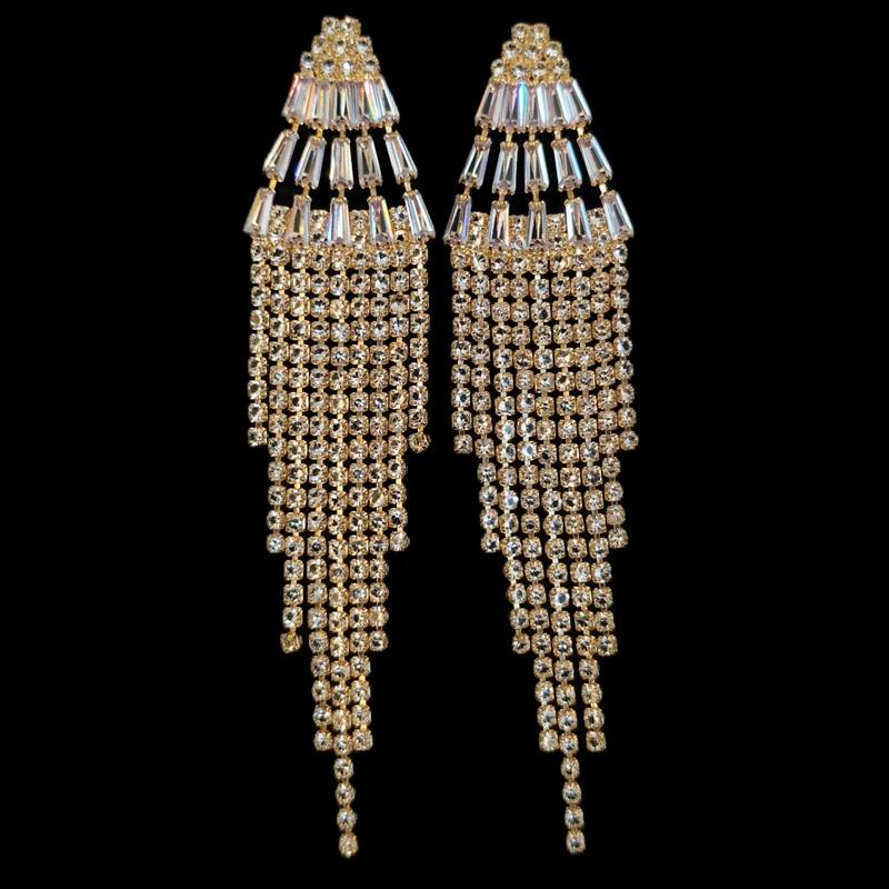 گوشواره میخی زنانه مدل ژورنالی نگینی مجلسی 