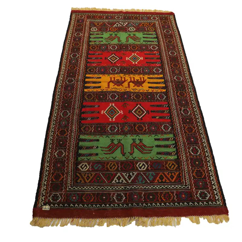 گلیم دستبافت دو متری مدل سفره کردی کد 4020469