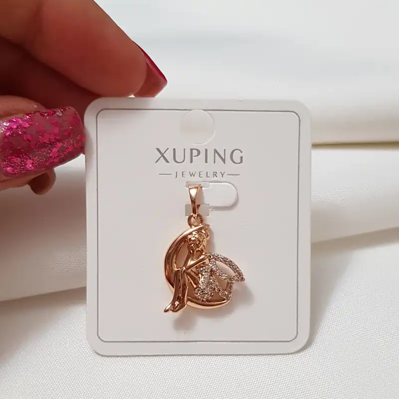 آویز گردنبند زنانه ژوپینگ مدل ماه نگینی کد 3342