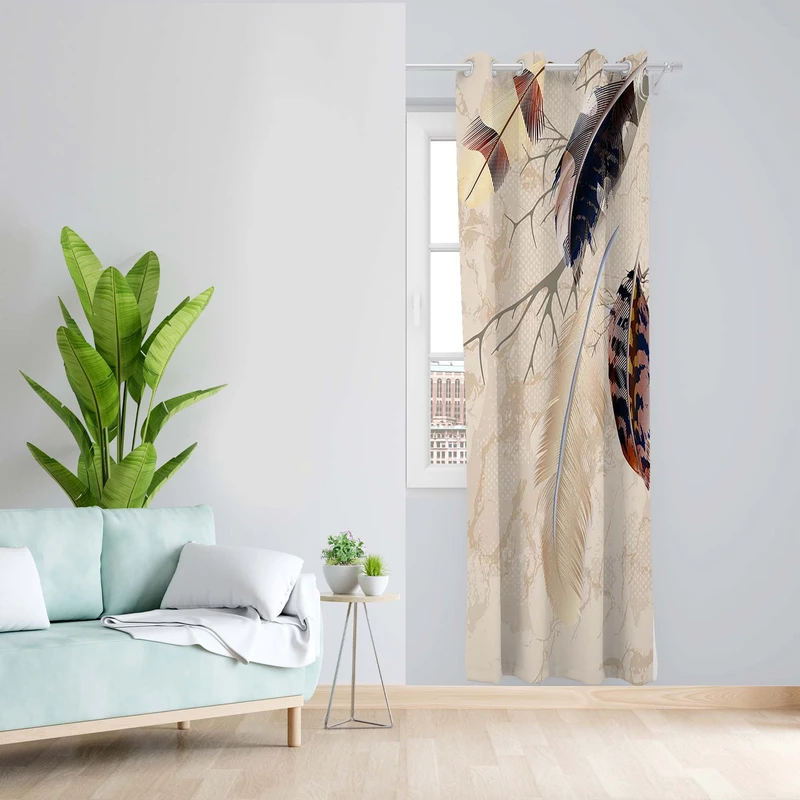 پرده طرح پر مدل مخمل پانچی کد 4914L z سایز 140x200 سانتی متر