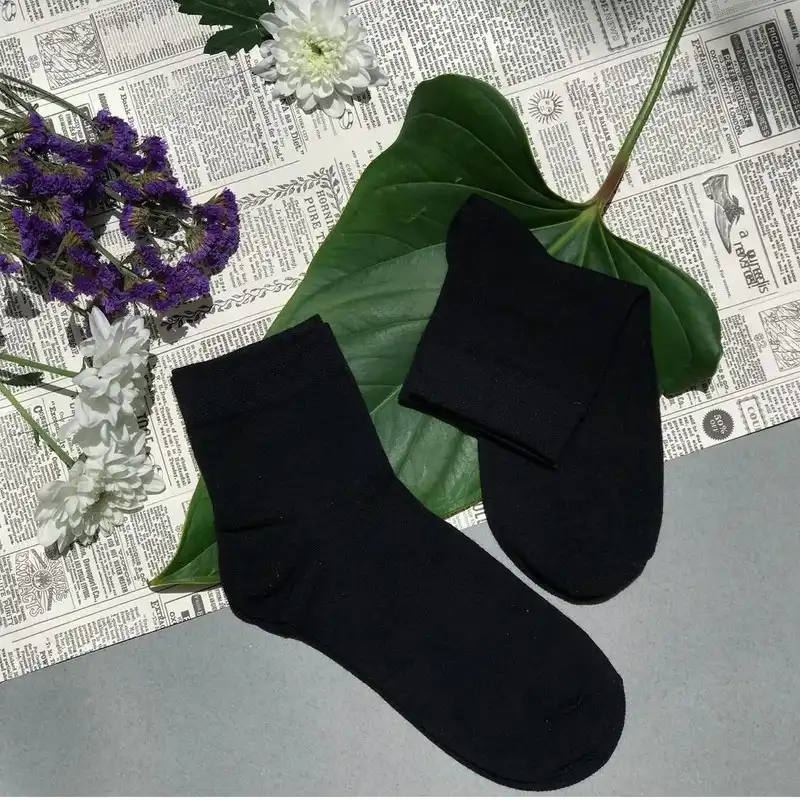 جوراب زنانه مدل کیاکت نیم ساق ساده نخی بسته 2 عددی