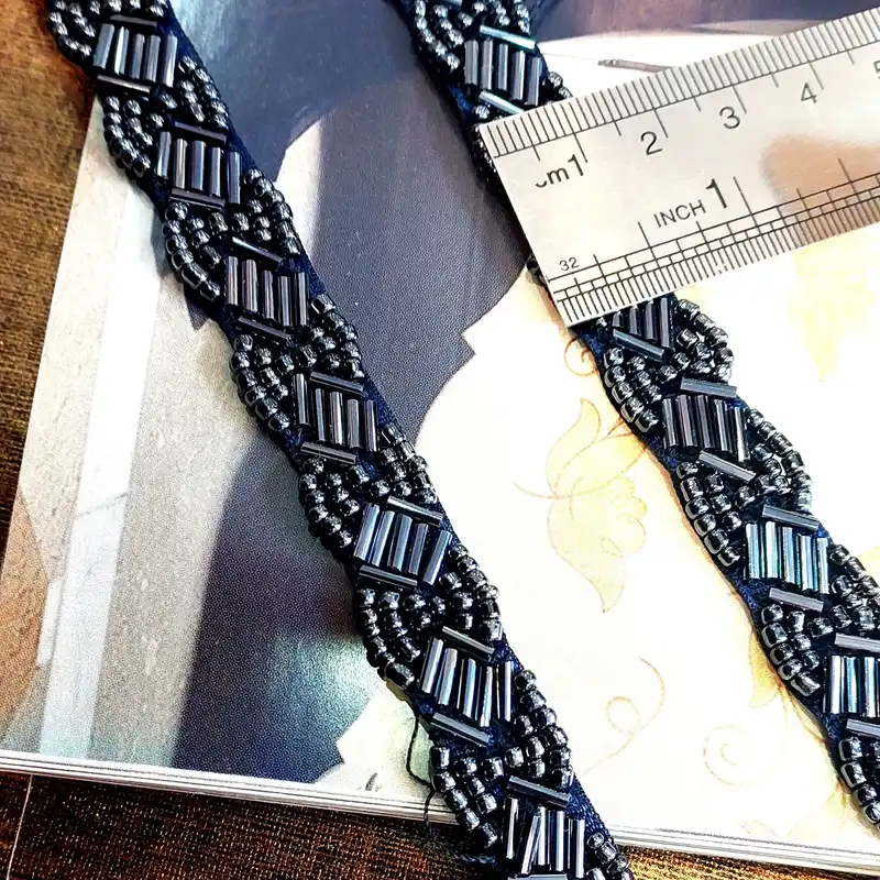 نوار یراق مدل ملیله و منجوق دوزی 1 _S طول 1 متر