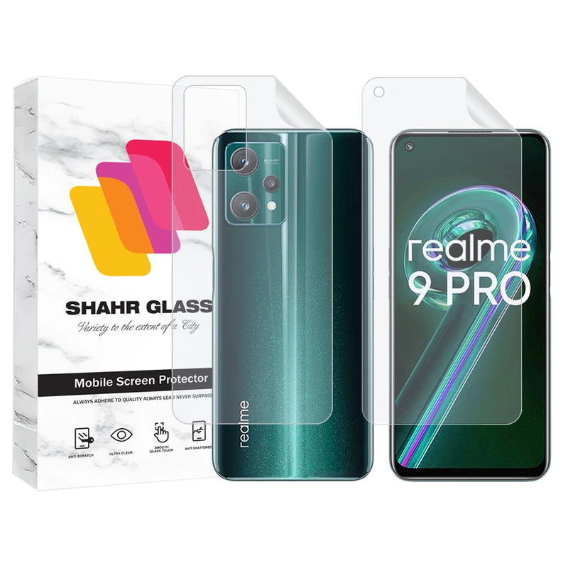 محافظ صفحه نمایش هیدروژل شهر گلس مدل MTNANFBSH مناسب برای گوشی موبایل ریلمی Realme 9 Pro به همراه محافظ پشت گوشی