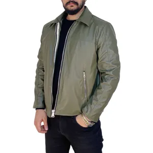 کت چرم مردانه مدل کلاسیک رنگ سبز