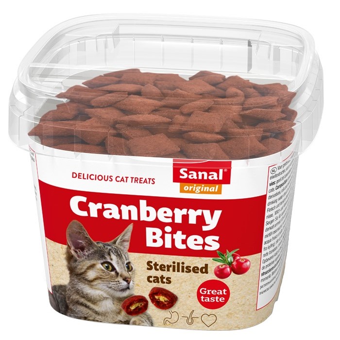 تشویقی گربه سانال مدل زغال اخته و Cranberry & Chicken Bites وزن 75 گرم