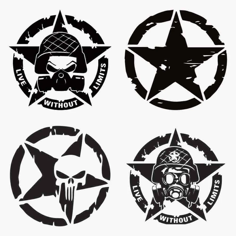 استیکر خودرو طرح ستاره ارتشی کد KH404 بسته 4 عددی 