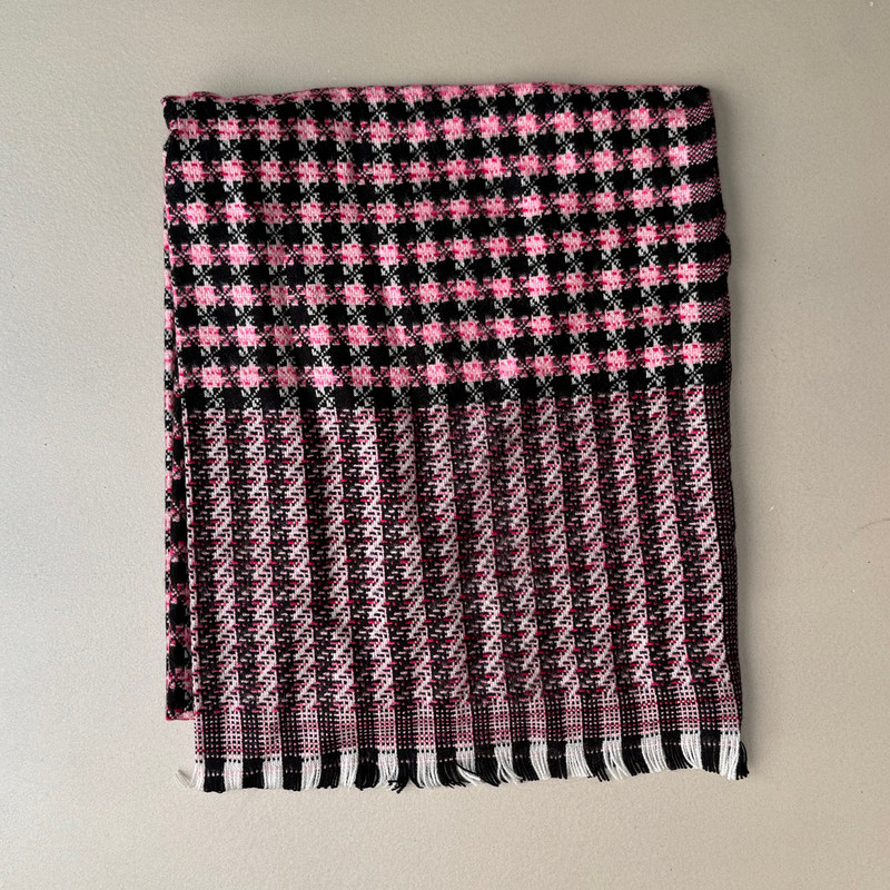 شال گردن زنانه مدل موهر چهار خانه راه راه پیچازی