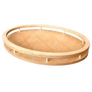 سینی بدون دسته مدل بیضی طرح سبد سایز 36x24 سانتی متر