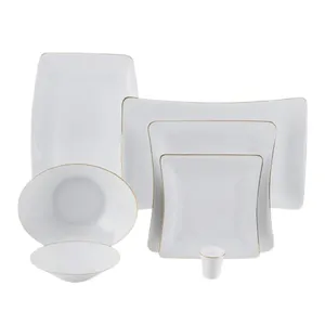 سرویس غذاخوری 30 پارچه 6 نفر چینی زرین ایران مدل وینچی زرین یک خط طلا درجه 3		