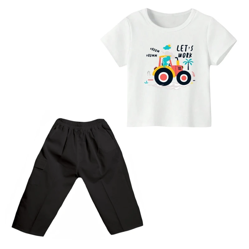 ست تی شرت و شلوارک پسرانه مدل دایناسور کد ۲۵