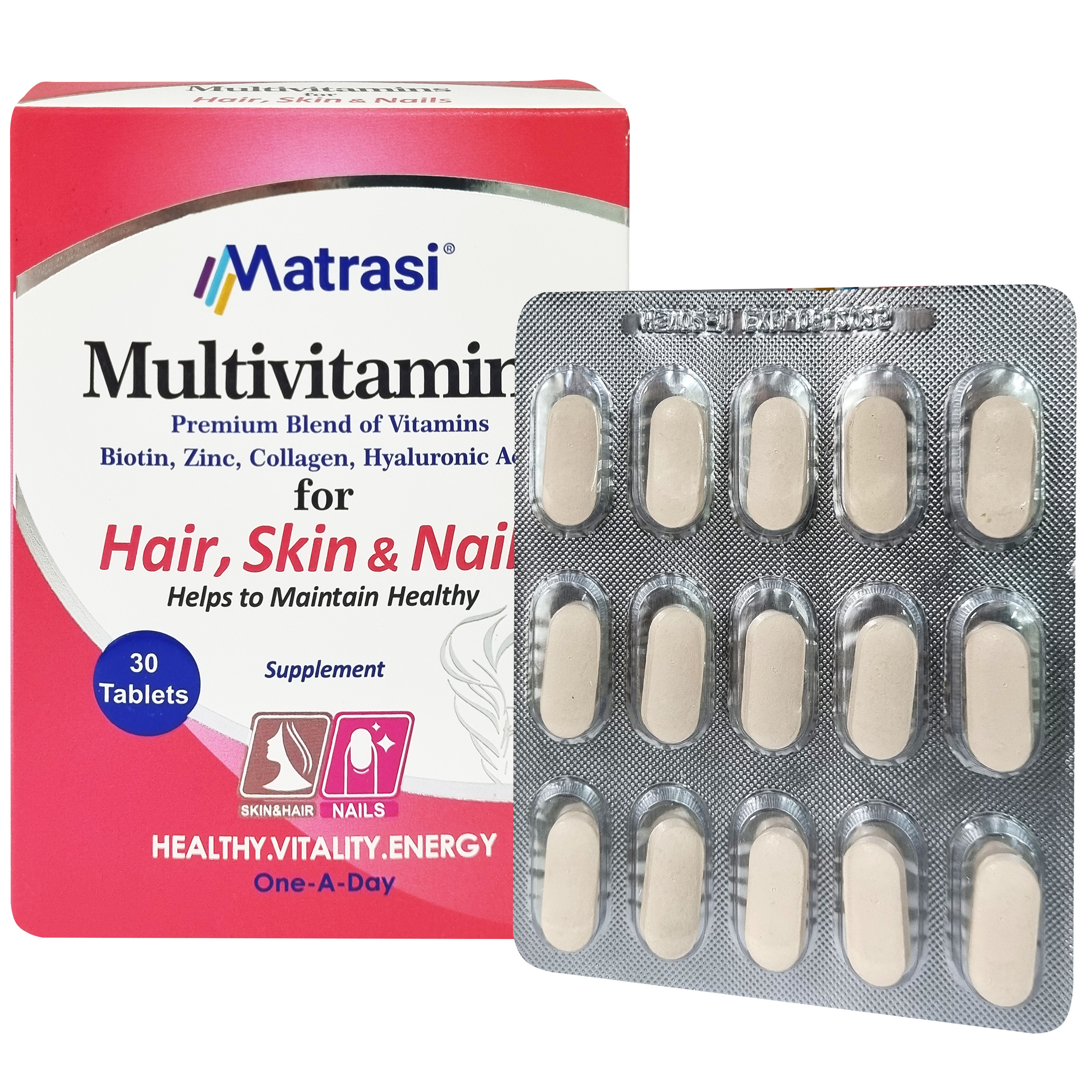 قرص مولتی ویتامین مو و پوست و ناخن ماتراسی بسته 30 عددی قرص مولتی ویتامین مو و پوست و ناخن ماتراسی بسته 30 عددی