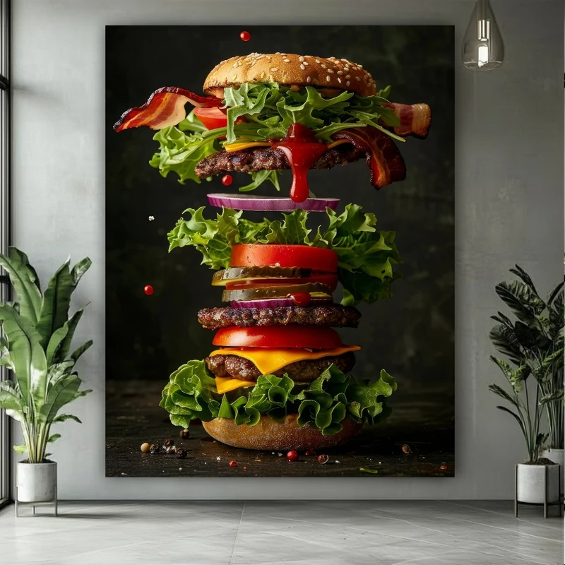 پوستر پارچه ای طرح مخمل همبرگر مدل لایه لایه کد BK24466