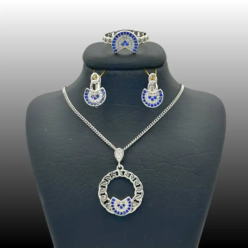 نیم ست نقره زنانه مدل چشم نظر MRJ2533