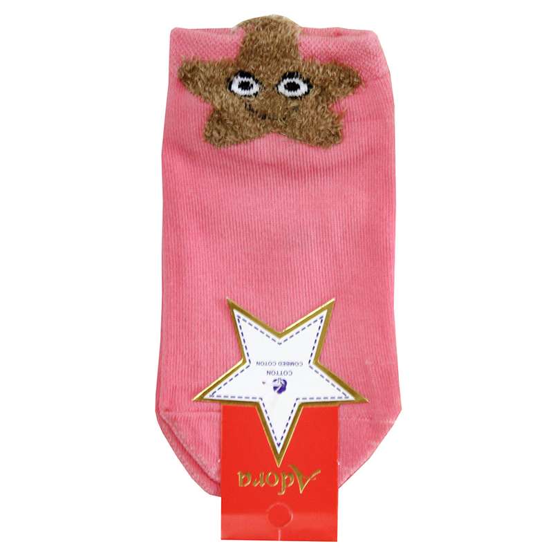 جوراب دخترانه مدل ستاره رنگ صورتی
