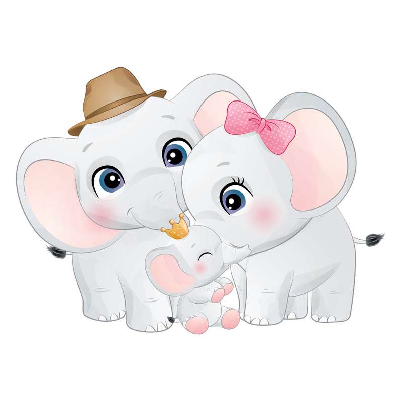 استیکر دیواری کودک گراسیپا مدل خانواده فیل عاشق