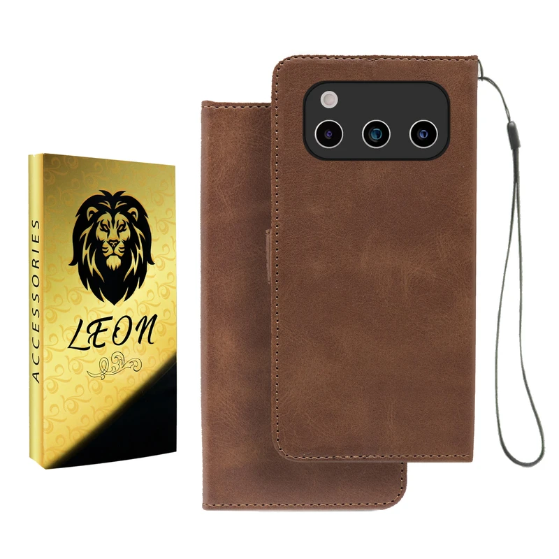 کیف کلاسوری لئون مدل Mortand Oro مناسب برای گوشی موبایل Daria باند 2 به همراه بندآویز
