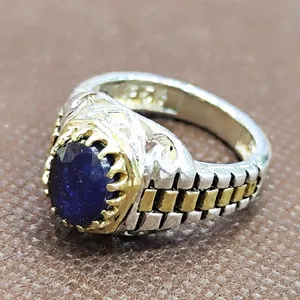 انگشتر نقره مردانه مدل یاقوت کبود آفریقایی کد 235