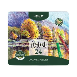 مداد رنگی 24 رنگ آریا مدل آرتیست با جعبه فلزی کد 025