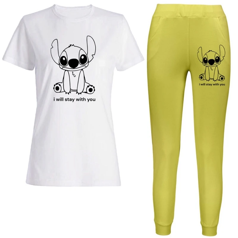 ست تی‌شرت آستین کوتاه و شلوار راحتی دخترانه مدل کوآلا