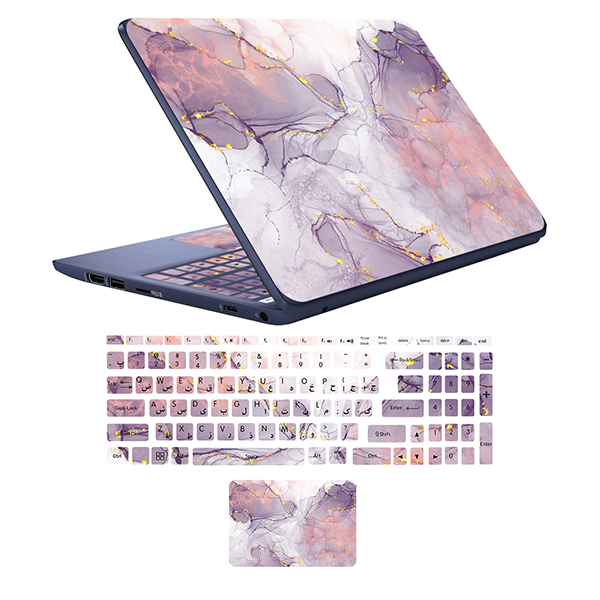 استیکر لپ تاپ راتیانا مدل marble 8 مناسب برای لپ تاپ 15 تا 17 اینچ به همراه برچسب حروف فارسی کیبورد