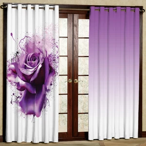 پرده مدل گل دار  مخمل پانچی کد 1303 سایز 140x280 سانتی متر