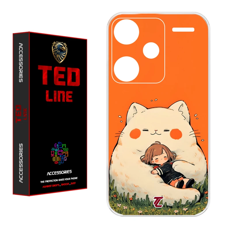 کاور تدلاین طرح گربه نارنجی کد 1138 مناسب برای گوشی موبایل شیائومی Redmi Note 13 Pro Plus