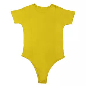 بادی آستین کوتاه زنانه مدل خط دار 1-70 رنگ زرد