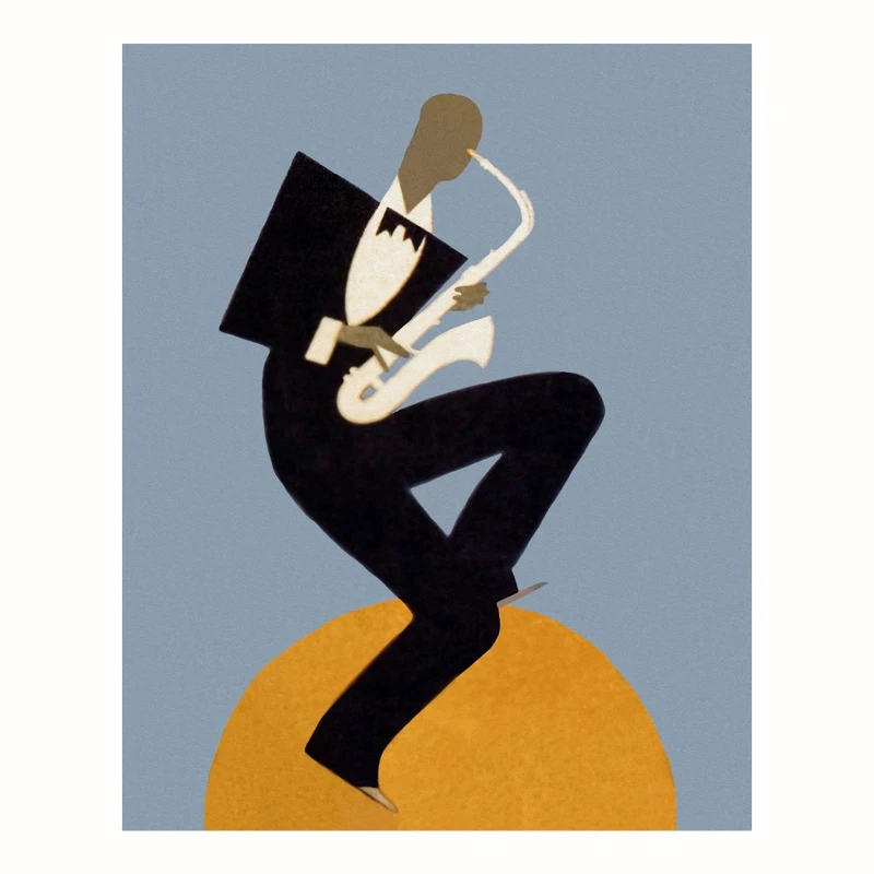 پوستر مدل  بازیگر قدیمی ساکسوفون هنر موسیقی