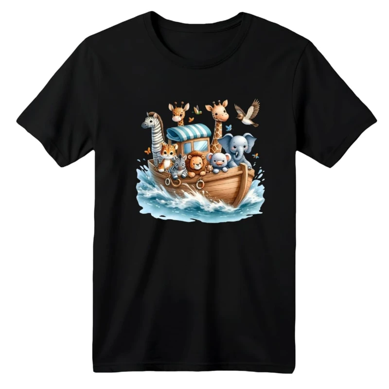 تی شرت آستین کوتاه بچگانه مدل کشتی حیوانات