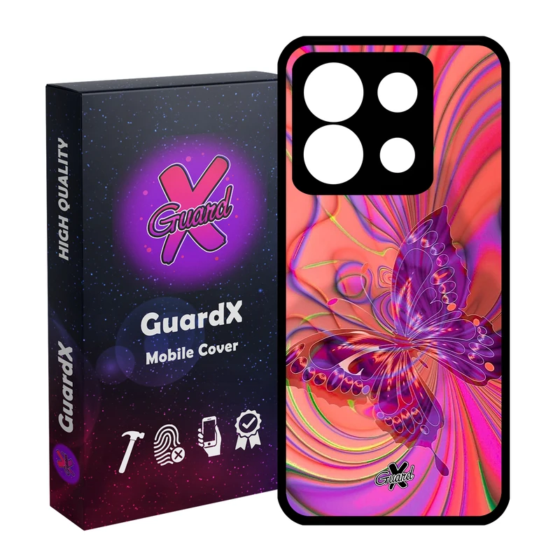 کاور گارد ایکس طرح پروانه مدل Glass10280 مناسب برای گوشی موبایل شیائومی Redmi Note 13 5G