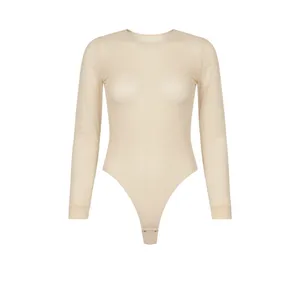 بادی آستین بلند زنانه مدل حریر شیشه ای