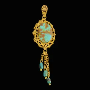 آویز گردنبند طلا 18 عیار زنانه طلای مستجابی مدل فیروزه کد 6739
