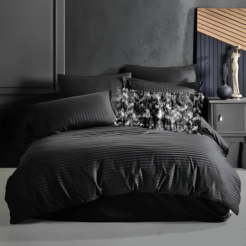 سرویس روتختی نوپه هوم مدل اکسترا راه راه کد P10 دو نفره 7 تکه به همراه روبالشی طرح دار نچرال سه بعدی