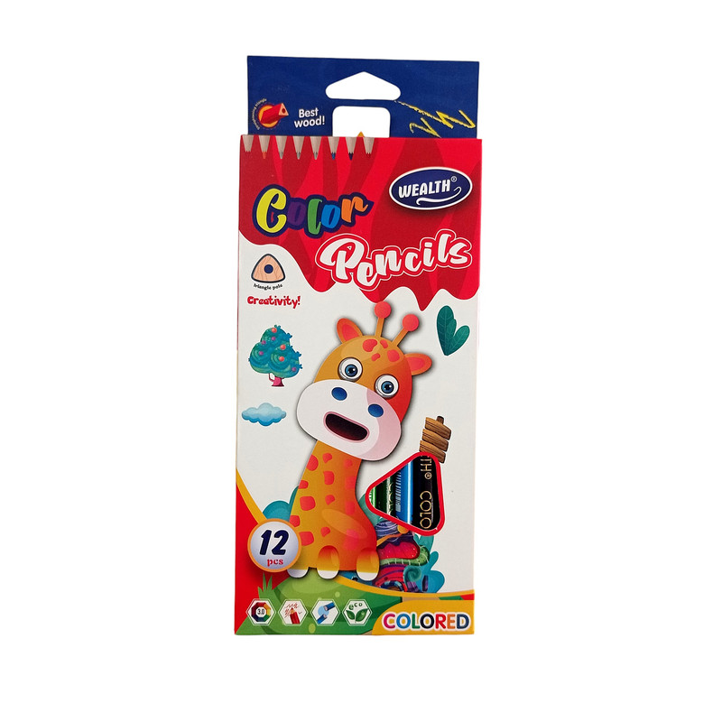مداد رنگی 12 رنگ Wealth مدل حیوانات
