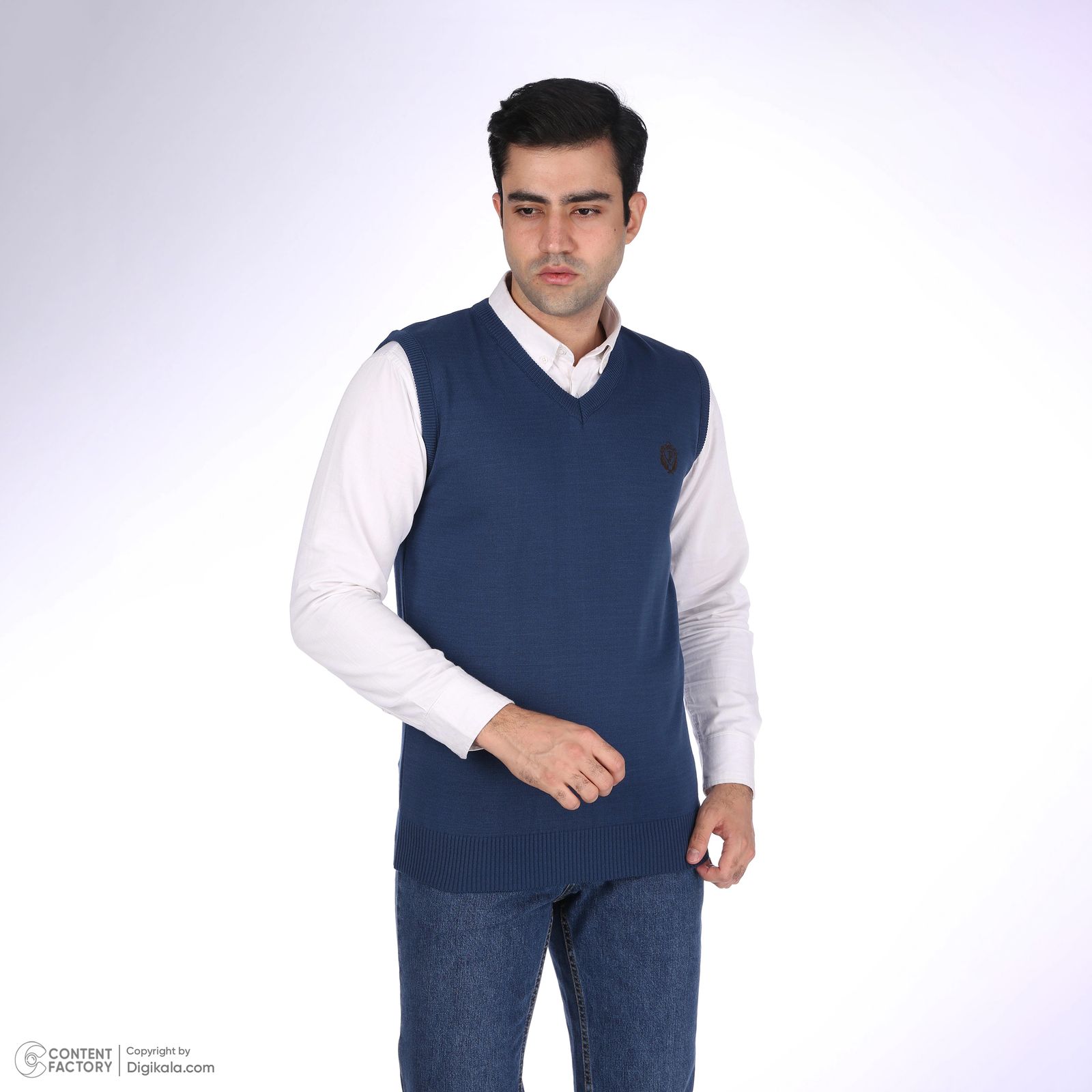 ژیله مردانه تریکو پاییزان مدل J700 رنگ آبی نفتی -  - 2